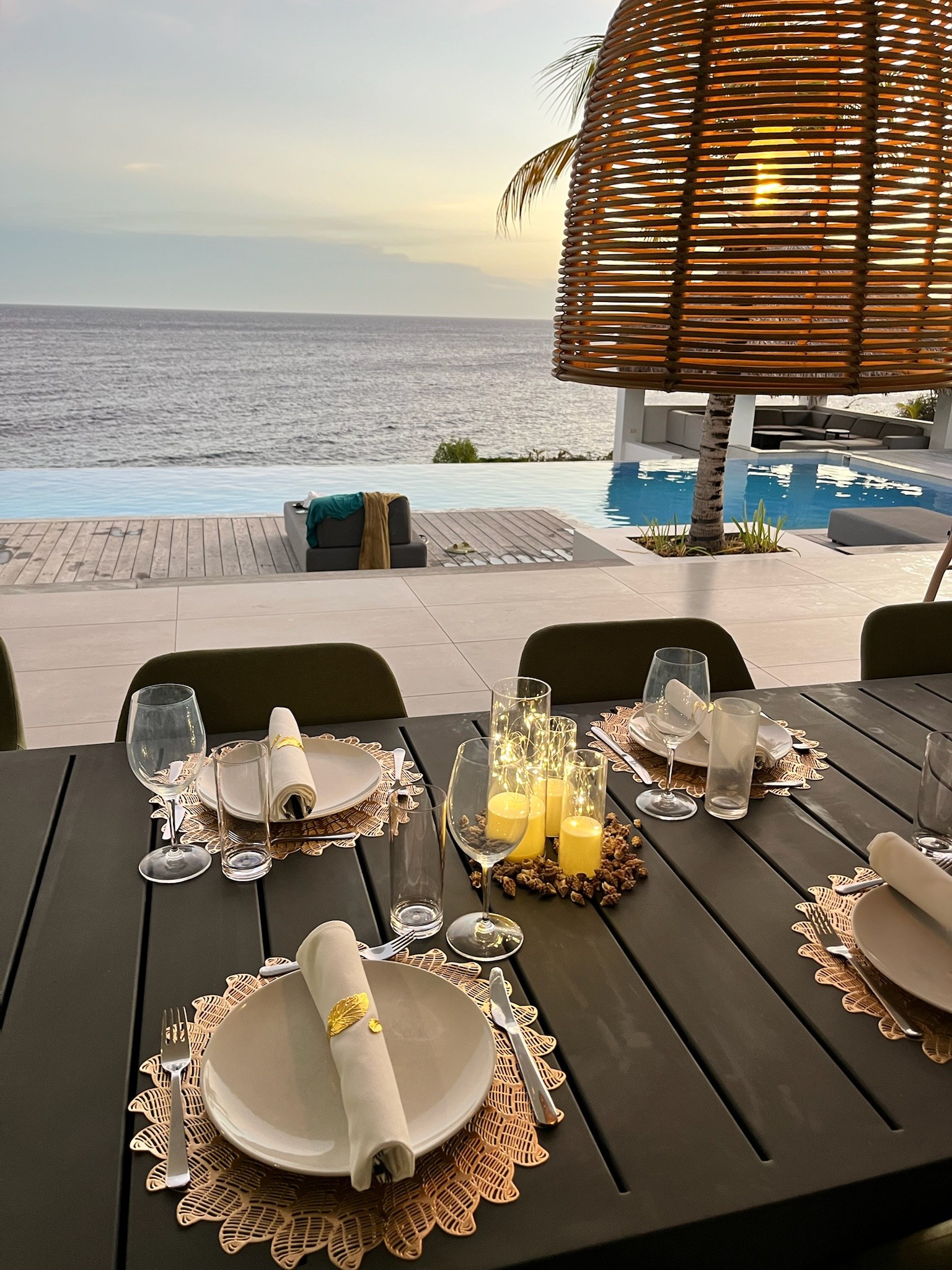 Romantic table setting by the sea prepared by BBQ Queen